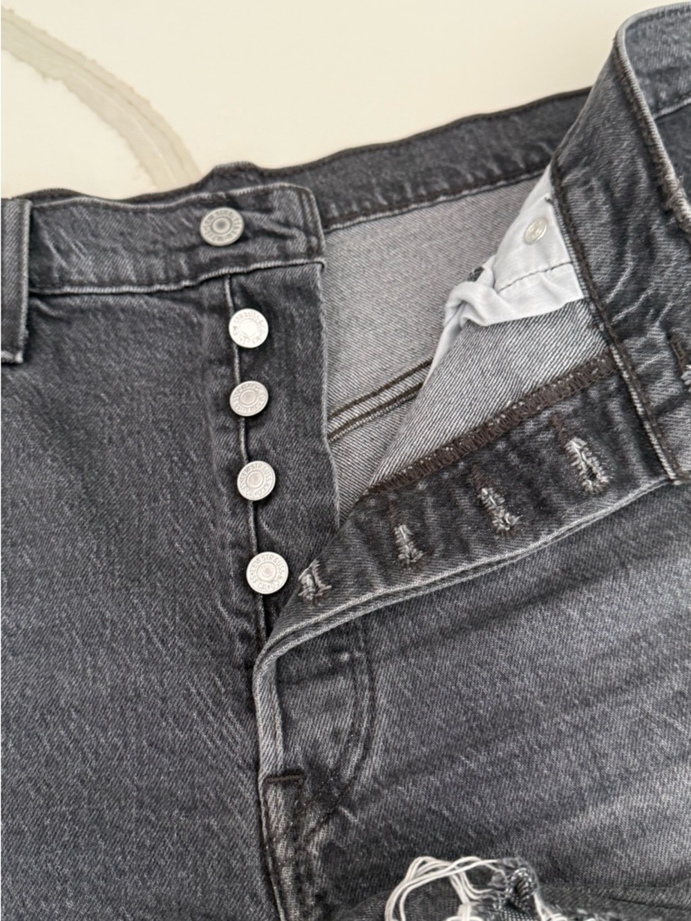 Levi's Women's Black Washed Denim Shorts Size 32  501